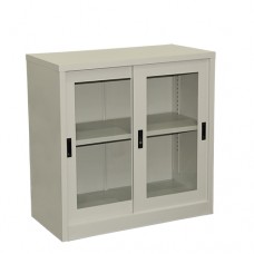 Half Height Cupboard with Glass Sliding Door c/w Single Adjustable Shelf